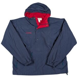 Columbia Mens Large Navy Blue Anorak Windbreaker Fleece Lined Jacket XM 5023